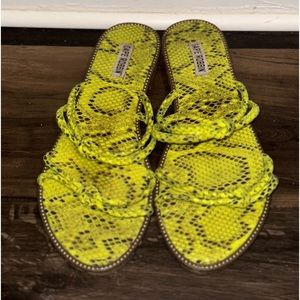 Like green snake skin sandalss